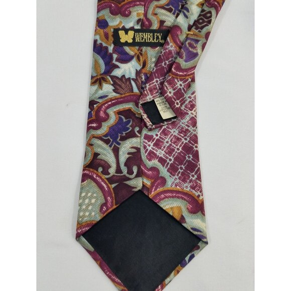 Wembley Silk Tie With Multicolor Paisley & Geometric Print - Picture 7 of 8